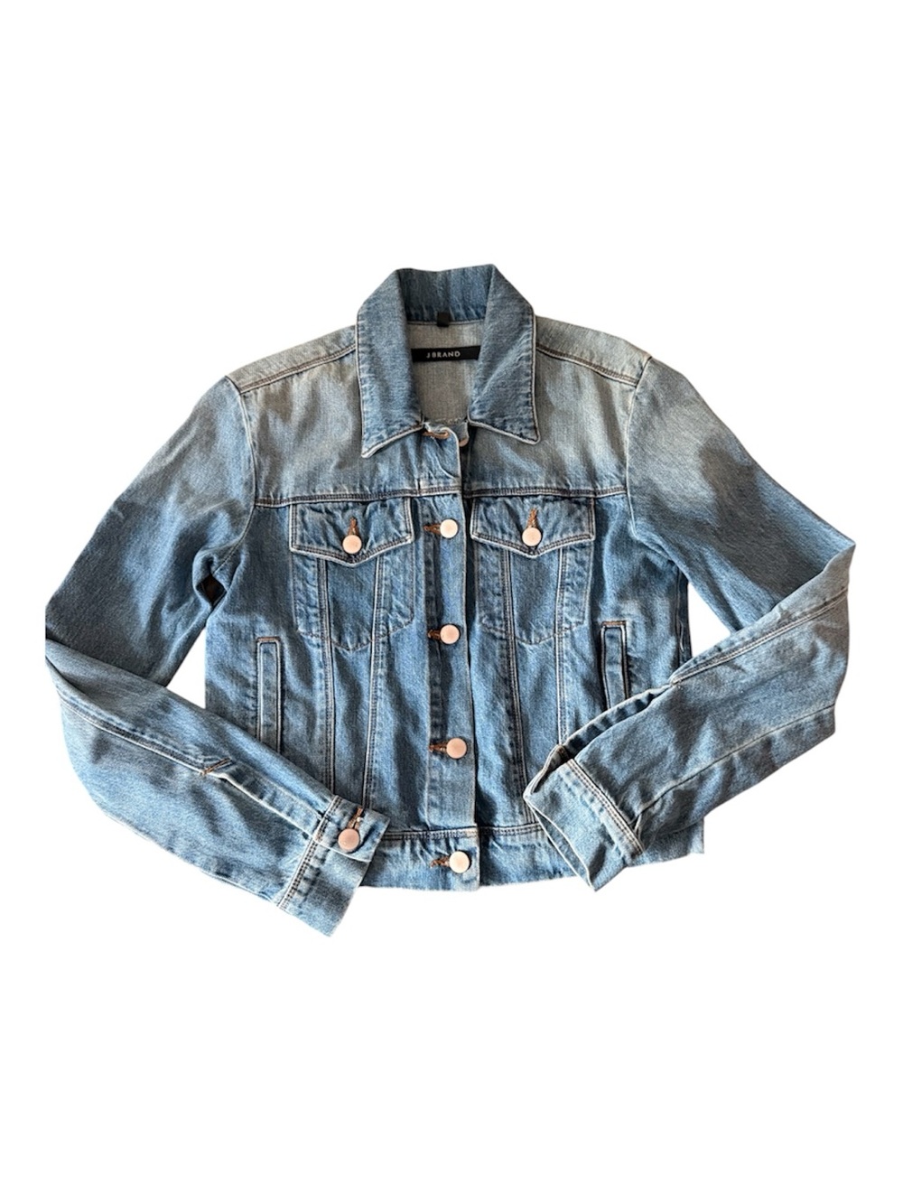 J Brand Harlow Denim Jacket Hydra Wash Blue Stretch Trucker Utility Size S - Picture 2 of 9